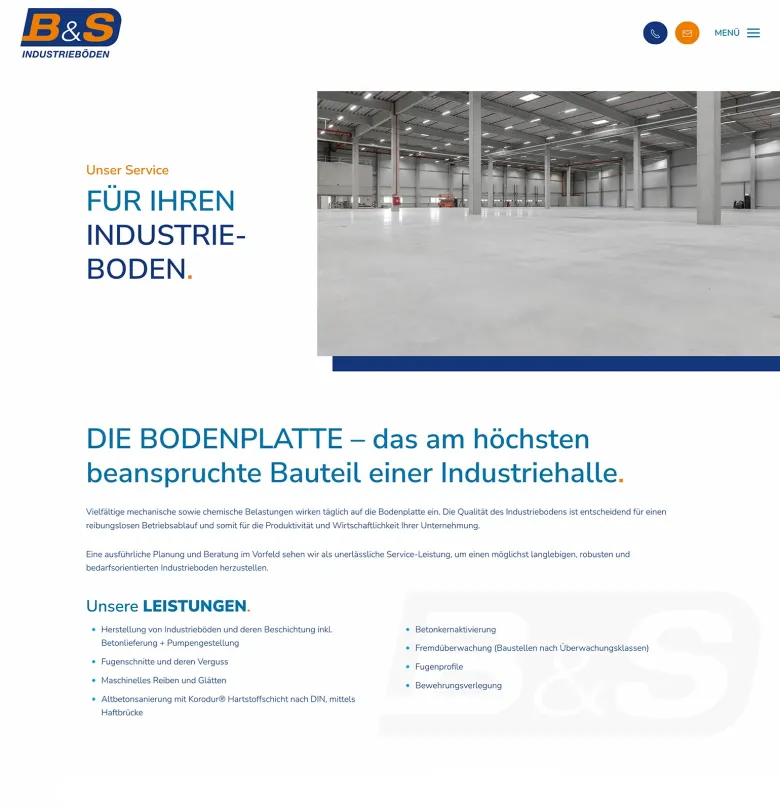 responsive webdesign für B&S Industrieboden