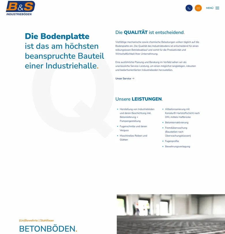 responsive webdesign für B&S Industrieboden
