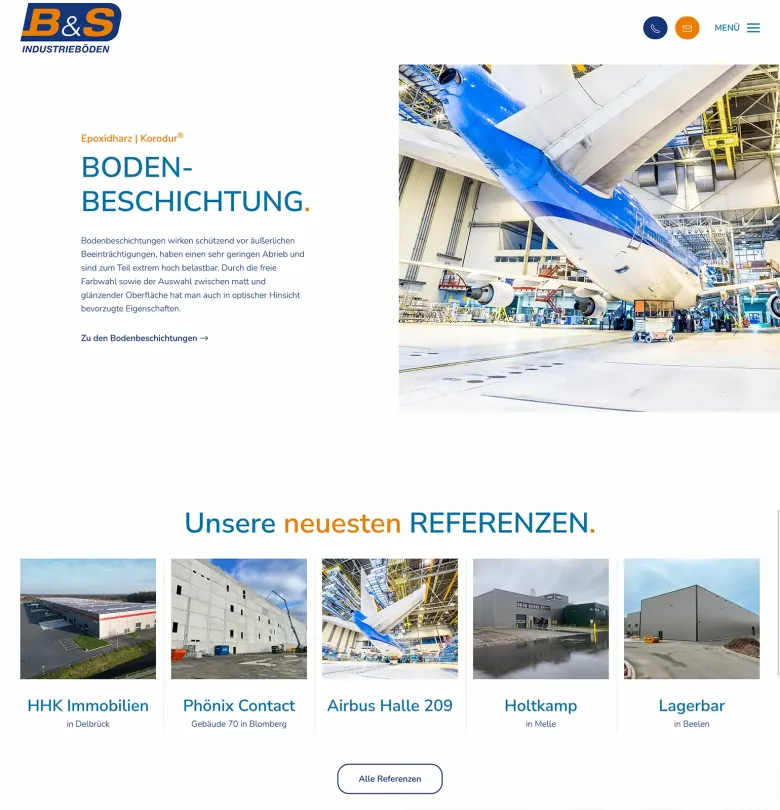 responsive webdesign für B&S Industrieboden