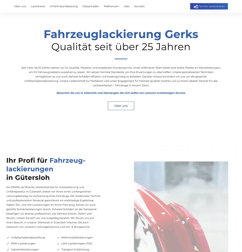 responsive webdesign für Autolackiererei Gerks
